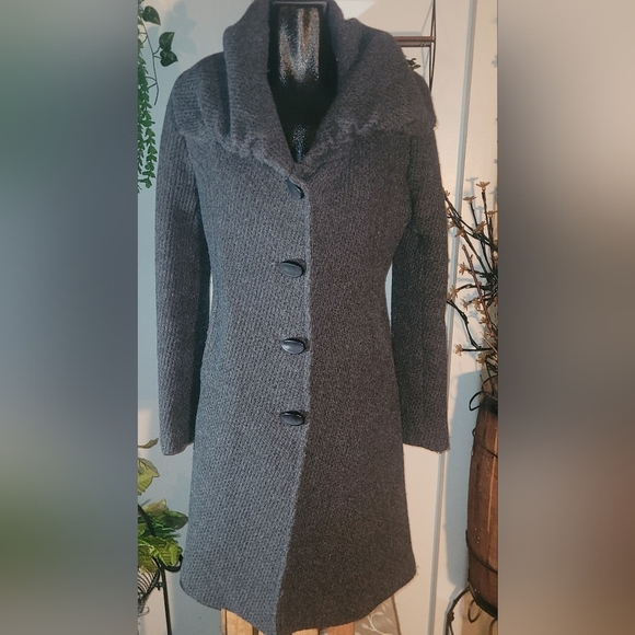 Vex Collection Mid Length Grey Wool Coat M - Picture 2 of 9